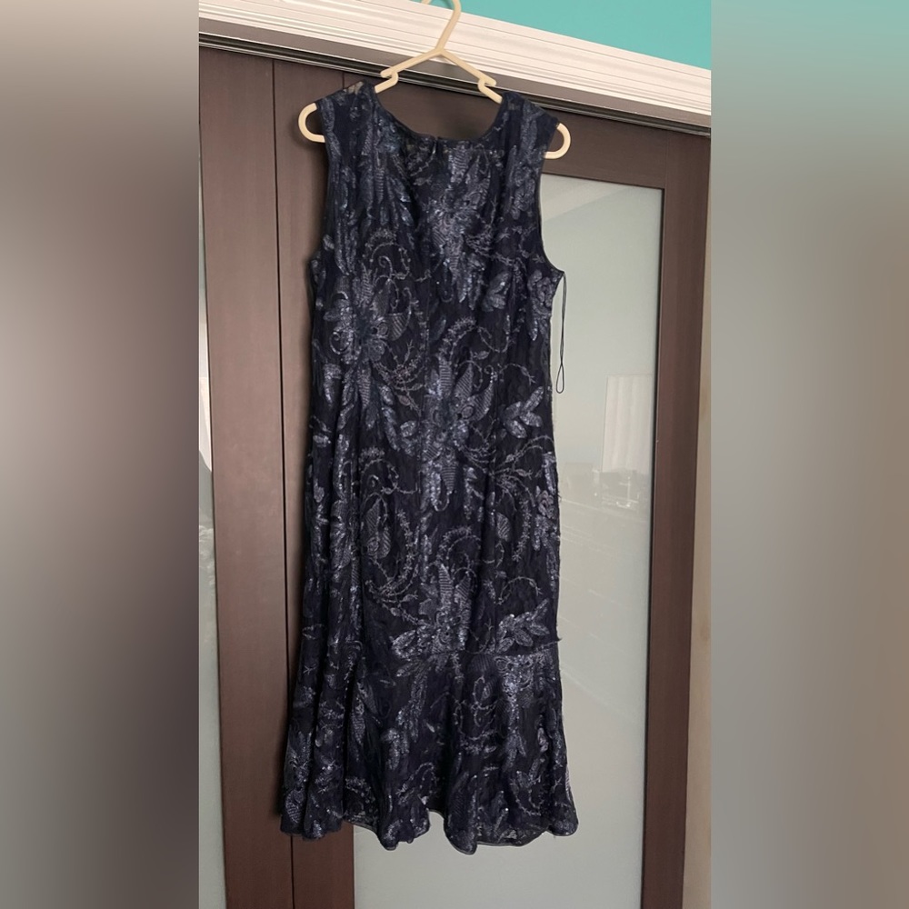 Navy blue evening dress, size 14, Adrianna Papell